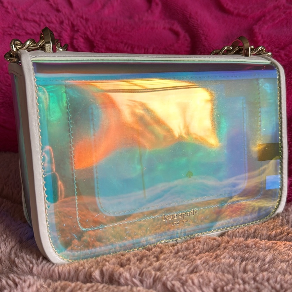 ✨ S O L D ✨ Kate Spade Optic White Hologram Iridescent Nicola Bag - Picture 7 of 11
